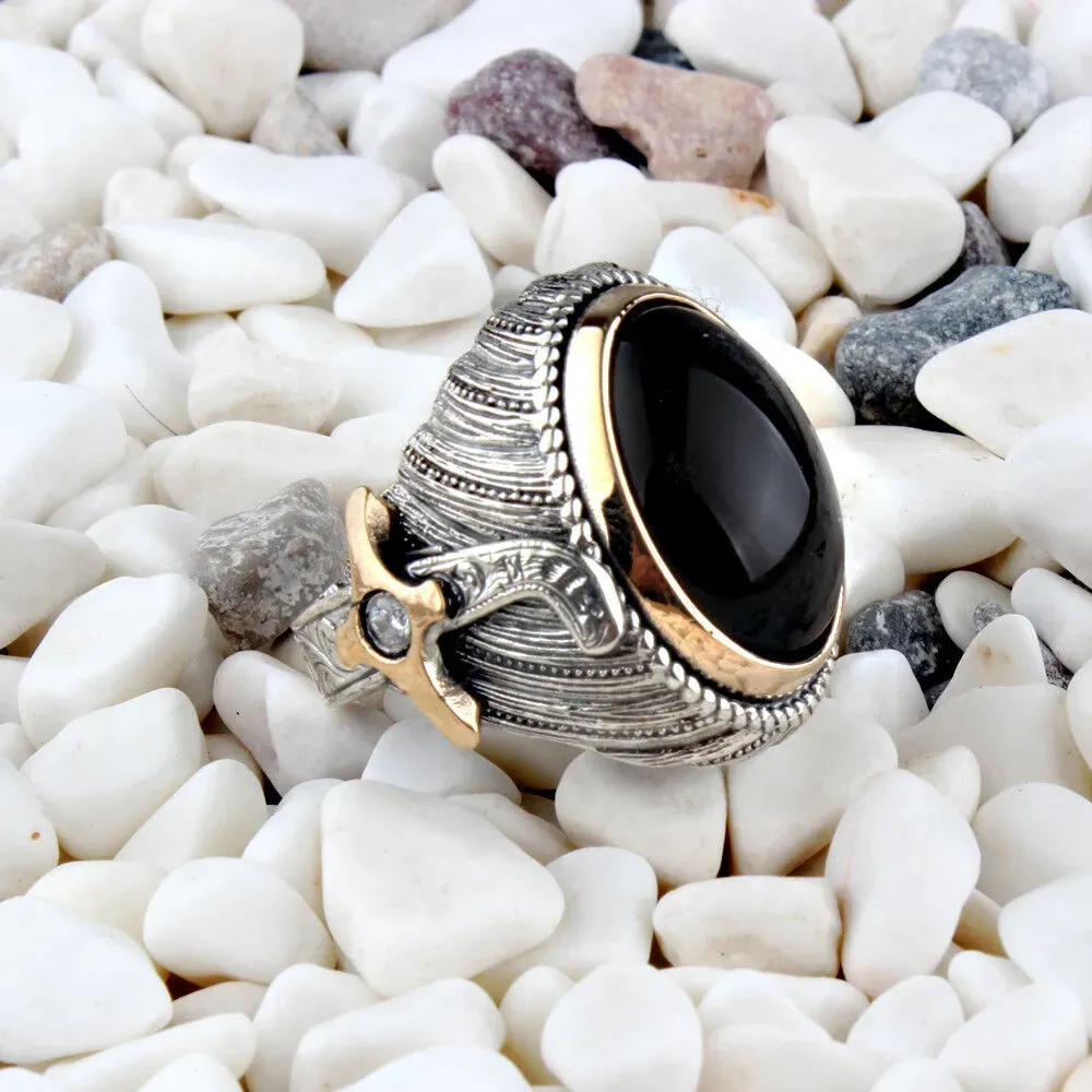 Handmade pure 925 SILVER men rings gift Box black Onyx all sizes