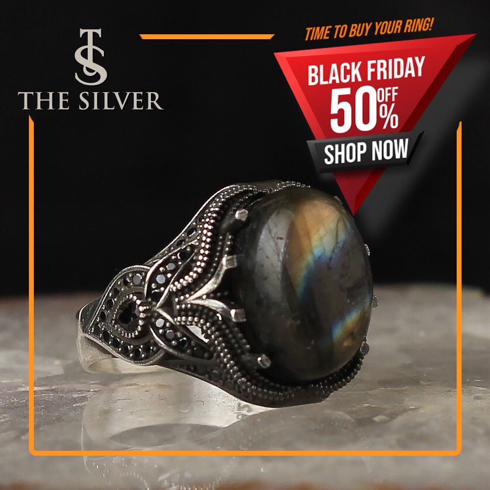 Silver Sterling Ring with Labradorite Gemstone
