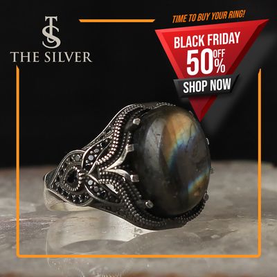 Silver Sterling Ring with Labradorite Gemstone
