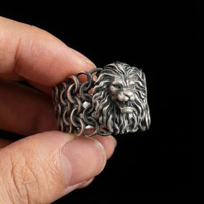 Handmade pure 925 Silver Sterling Ring Lion head