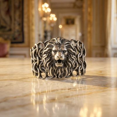 Handmade pure 925 Silver Sterling Ring Lion head