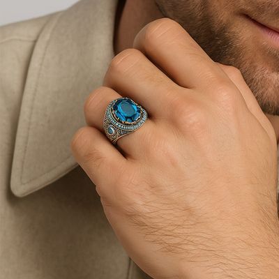 Hand Made Silver with Blue Crystal Zone Aquamarine gemstone & Turquoise stones
