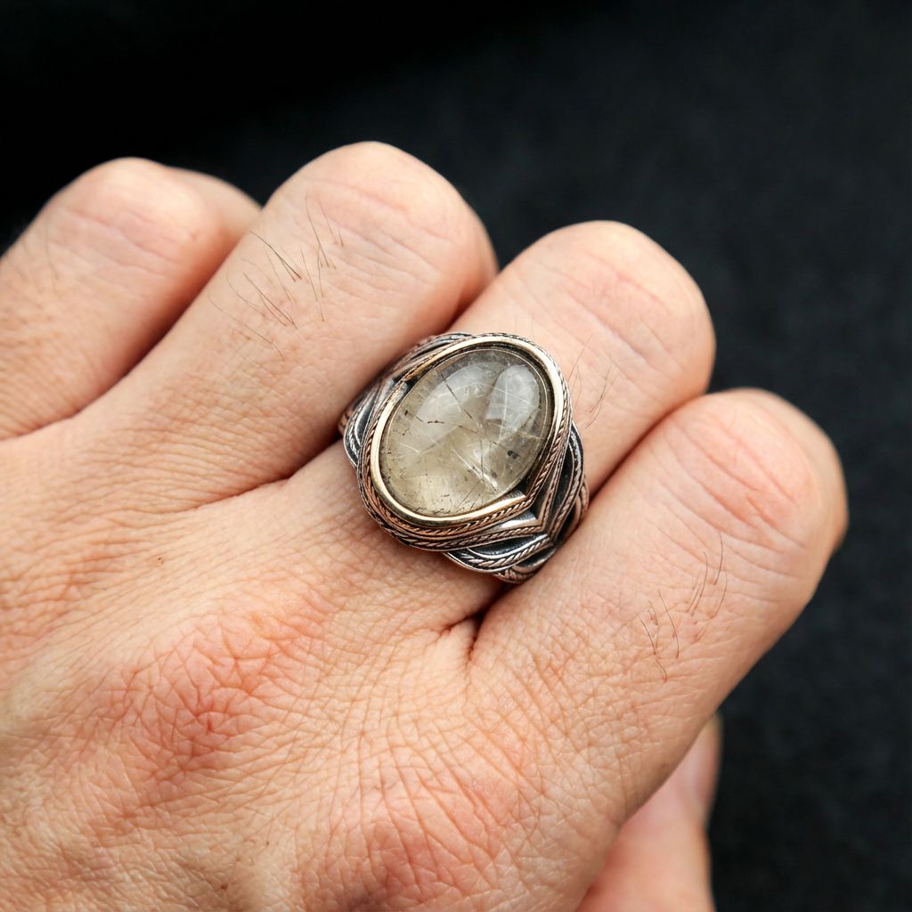 Pure 925 Silver Sterling Ring with Yamani Aqeeq Agate Stone