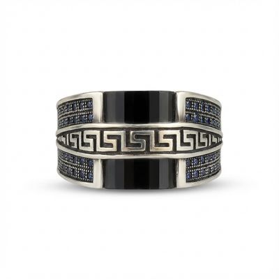 Hand Made 925 Silver Sterling Ring with Black Crystal Stone