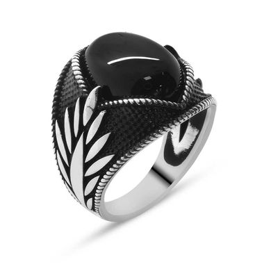 Onyx Black stone silver ring Handmade Pure 925 SILVER men wedding
