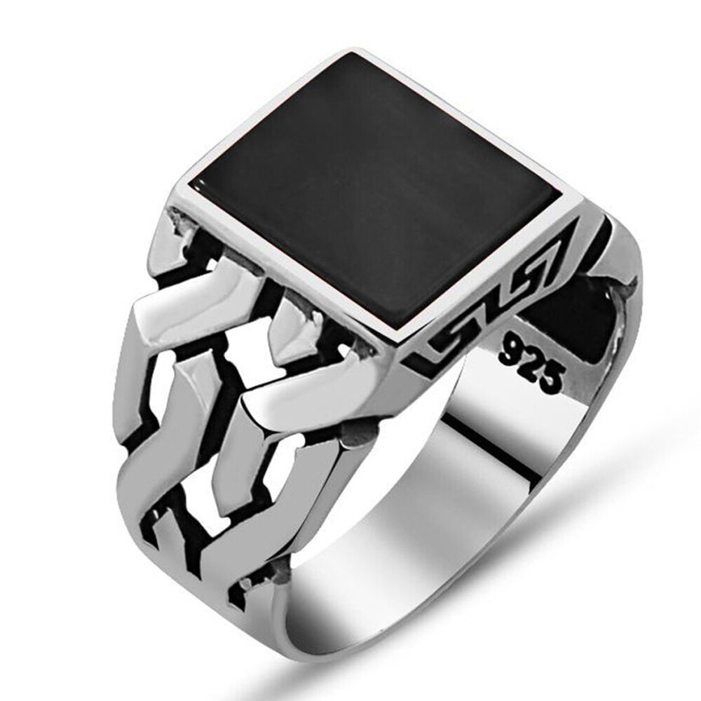 Men Ring 925 starling Silver with Onyx Stone