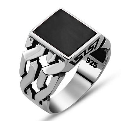 Men Ring 925 starling Silver with Onyx Stone