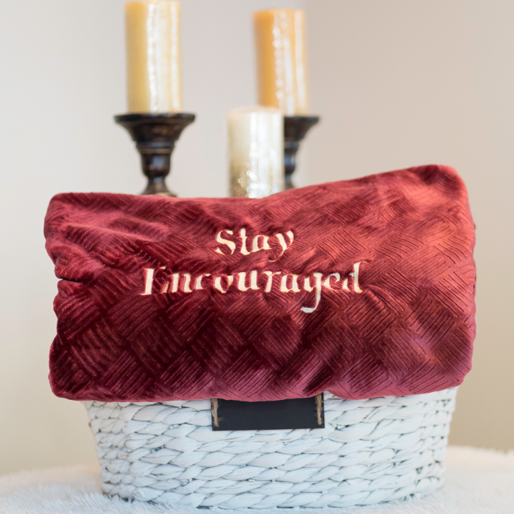 Stay Encouraged Blanket in Basket