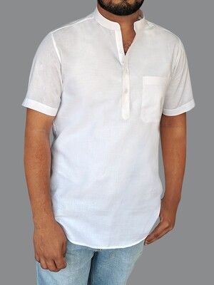 Methagu Men&#39;s White Half Sleeve Youngful Leader Shirt