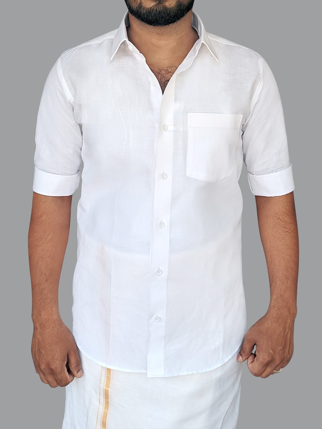 Methagu Men&#39;s White Full Sleeve Political Leader Shirt
