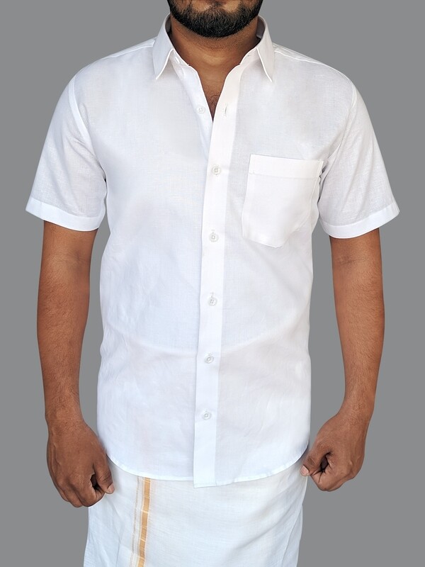 Methagu Men&#39;s White Half Sleeve Political Leader Shirt