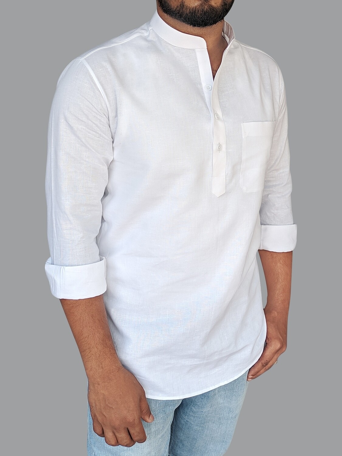 Methagu Men&#39;s White Full Sleeve Youngful Leader Shirt