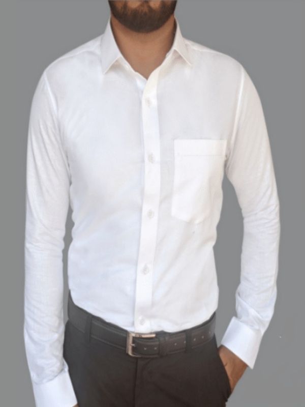 Methagu Men's White Full Sleeve Official Leader Shirt