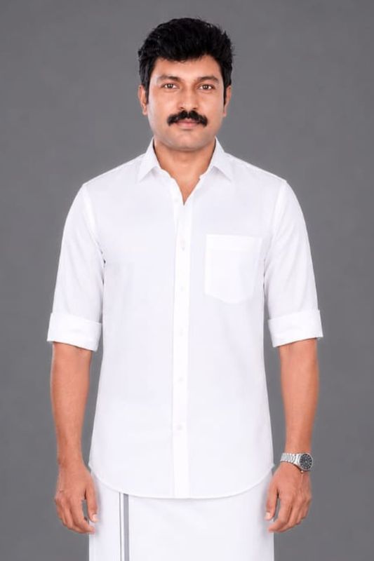 Methagu Men's White Full Sleeve Political Leader Shirt