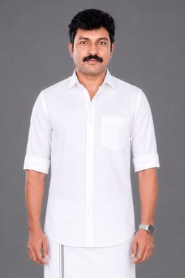 Methagu Men's White Full Sleeve Political Leader Shirt