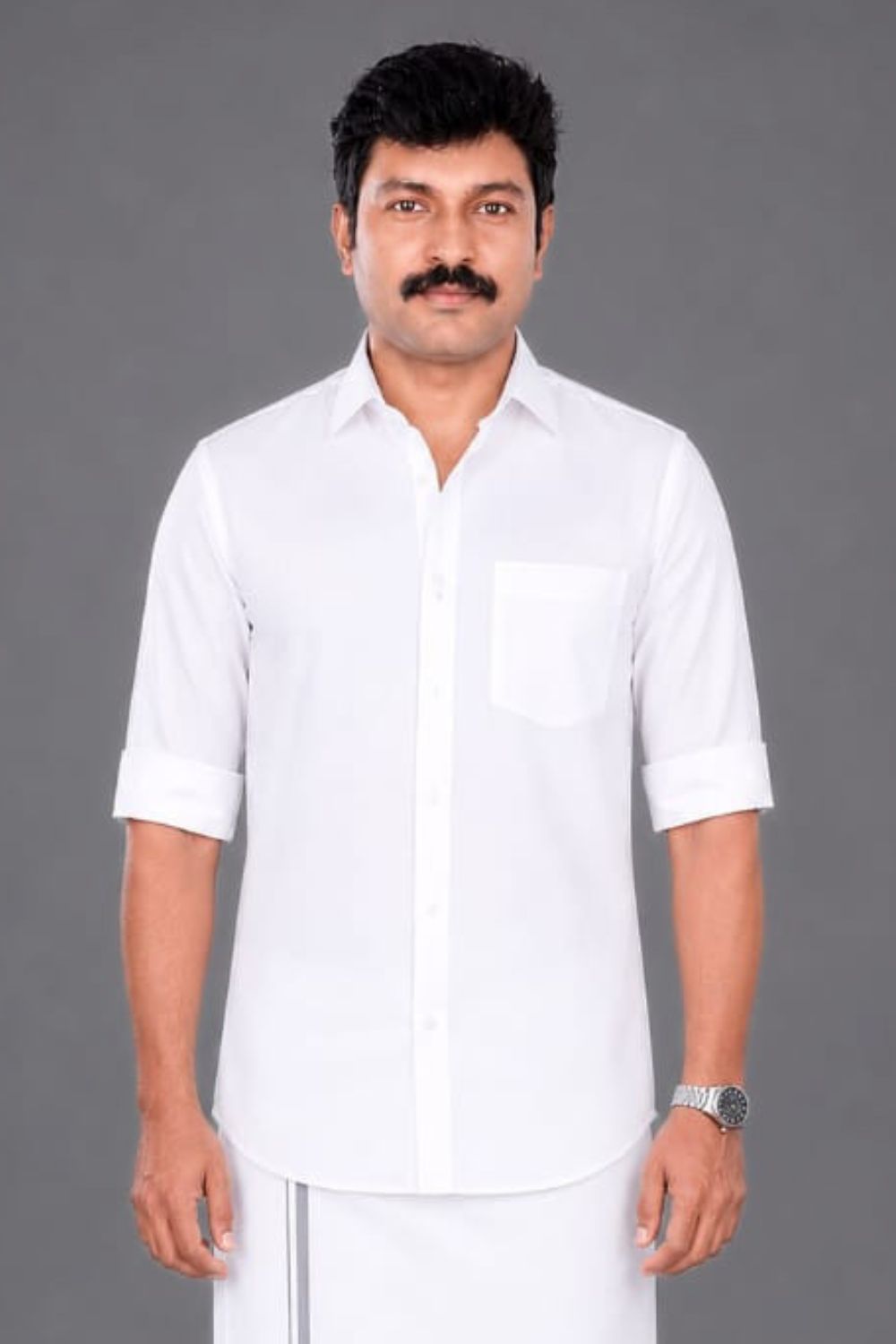 Methagu Men's White Full Sleeve Political Leader Shirt