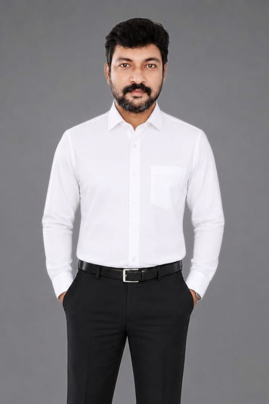 Methagu Men's White Full Sleeve Official Leader Shirt