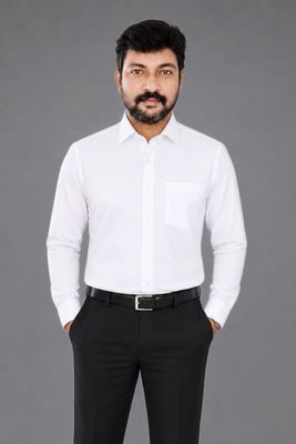 Methagu Men's White Full Sleeve Official Leader Shirt