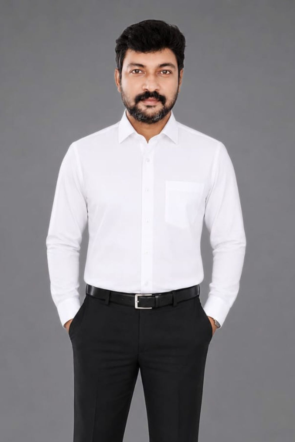 Methagu Men's White Full Sleeve Official Leader Shirt