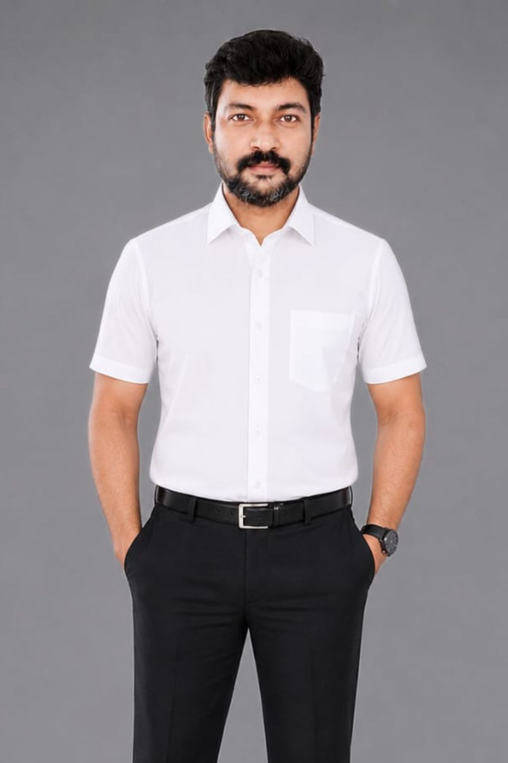 Methagu Men's White Half Sleeve Official Leader Shirt