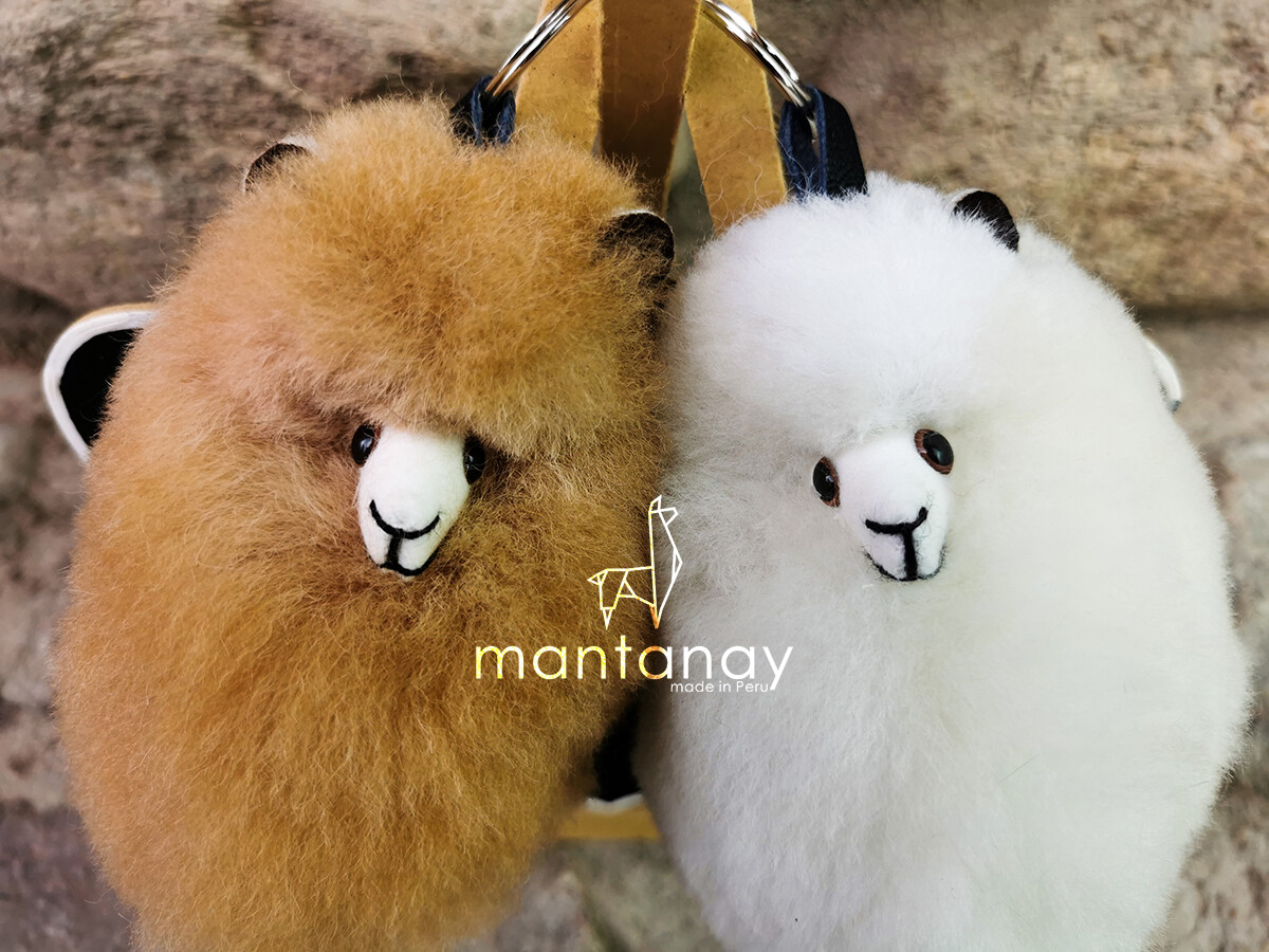 Handmade Alpaca Fur Keychain | Extremely Soft Stuffed Keychain | Made by Peruvian Artisans
