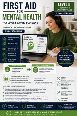 First Aid for Mental Health - FAA Level 5 Scotland Award - DISTANCE LEARNING First Aid for Mental Health - FAA Level 5 Scotland Award - DISTANCE LEARNING