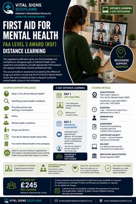 First Aid for Mental Health – FAA Level 2 Award (RQF) – DISTANCE LEARNING First Aid for Mental Health – FAA Level 2 Award (RQF) – DISTANCE LEARNING
