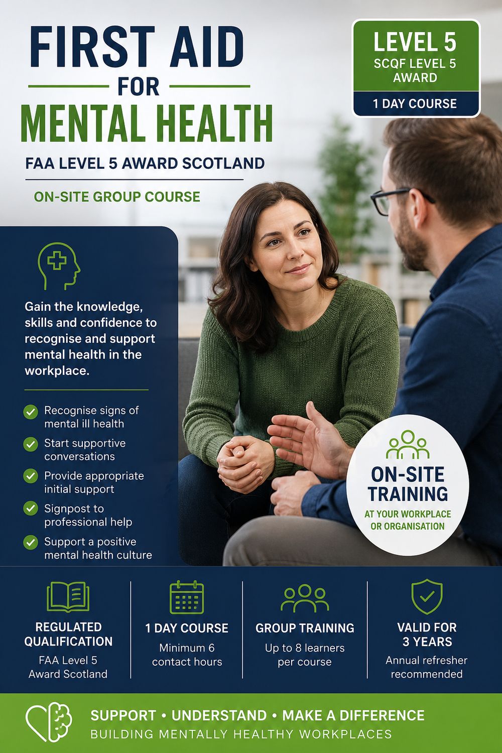 First Aid for Mental Health – FAA Level 5 Award Scotland – On-Site Group Course