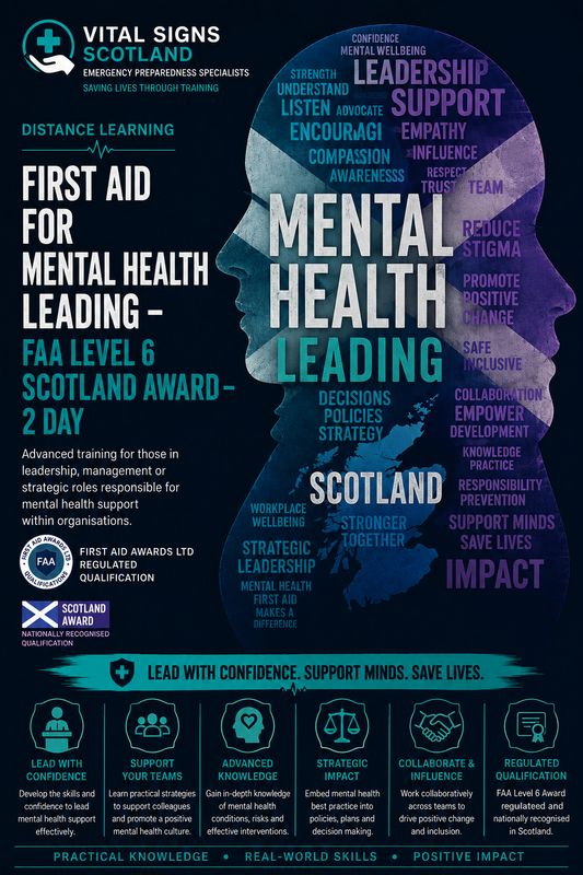 First Aid for Mental Health Leading – FAA Level 6 Scotland Award – On-Site Group Course First Aid for Mental Health Leading – FAA Level 6 Scotland Award – On-Site Group Course