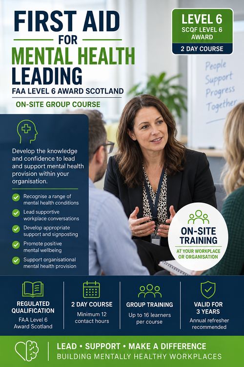 FAA First Aid for Mental Health Leading Level 6 on-site group training course in Scotland