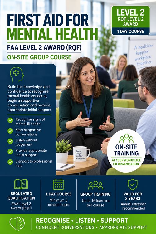 First Aid for Mental Health FAA Level 2 Award RQF on-site group training course