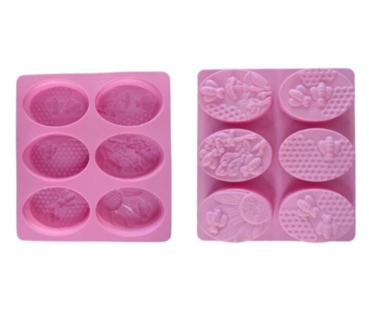 Honeybee designer oval Soap Mould(SB03) (6 cavity) (90 gm)(8 cm *5.46 cm *1.90 cm)