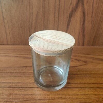 Frost glass jar with wooden lid(F10)