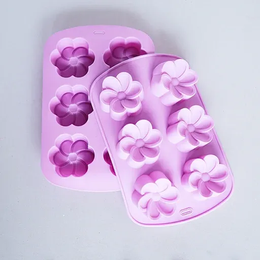 Designer Flower Silicon Mould(SB32) (6 cavity)(65 gm)(6 cm*6 cm*3.5 cm)