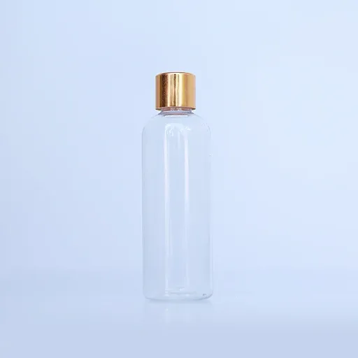 100ml Transparent Round Bottle with golden closed cap(FB07), Pieces: 1 Piece