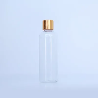100ml Transparent Round Bottle with golden closed cap(FB07)