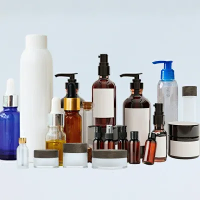 Empty cream jars and bottles
