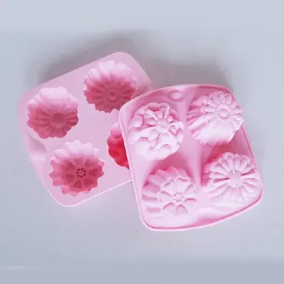 Designer Flower Silicon Mould(SB30) (4 cavity)(60 gm)(6 cm*6 cm*3 cm)