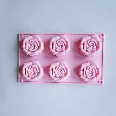 Designer Rose flower Soap Mould(SB16)(6 cavity)(80-85 gm)(6.5 cm*7.5cm*3cm)