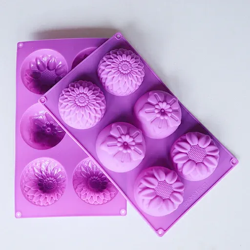 Flower Silicon Mould(SB02) (6 cavity)(100 gm)(10.92 cm*10.92 cm*2.56 cm)