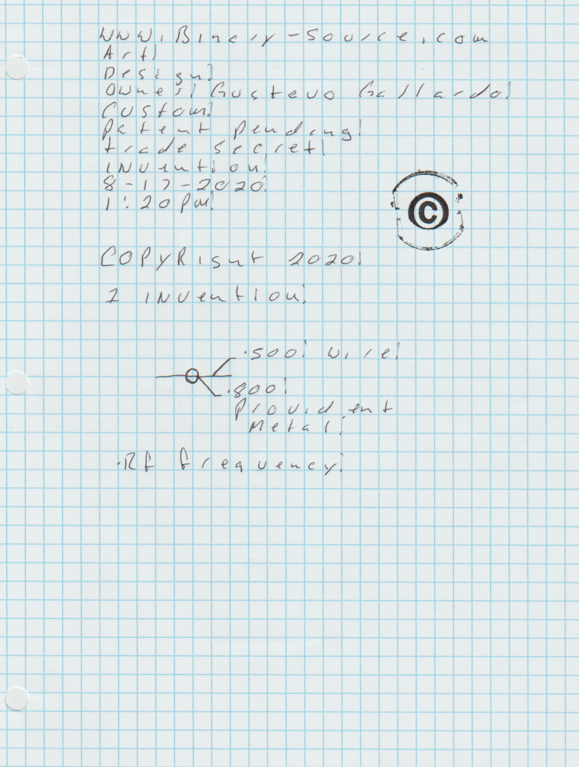 RF frequency 81727271 
invention trade secret