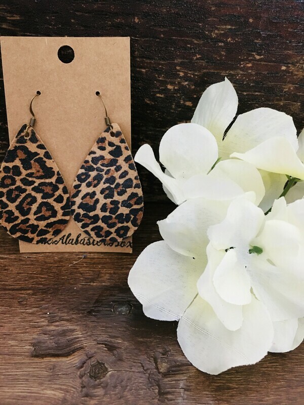 Animal print hook earrings.