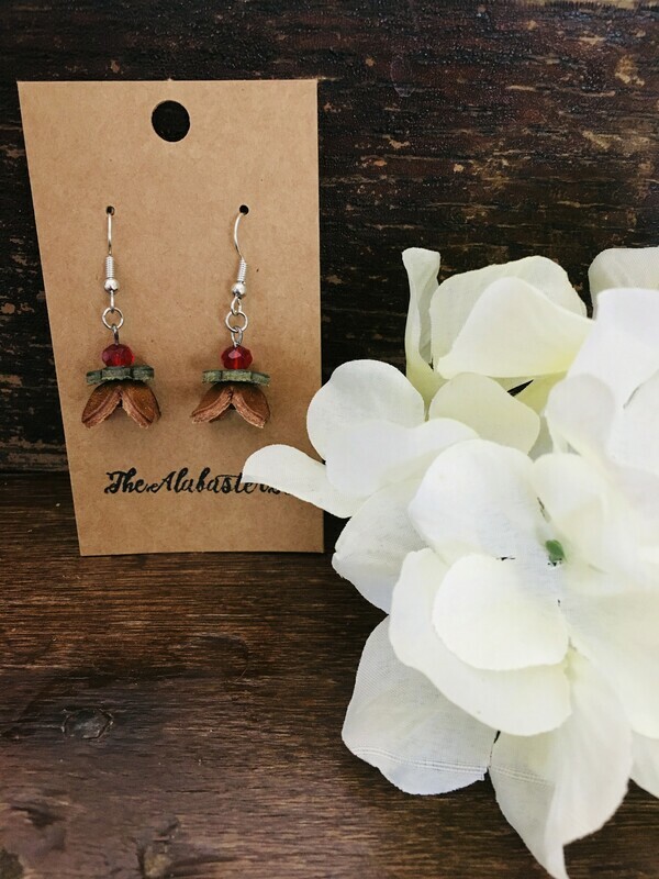 Leather Flower Earrings