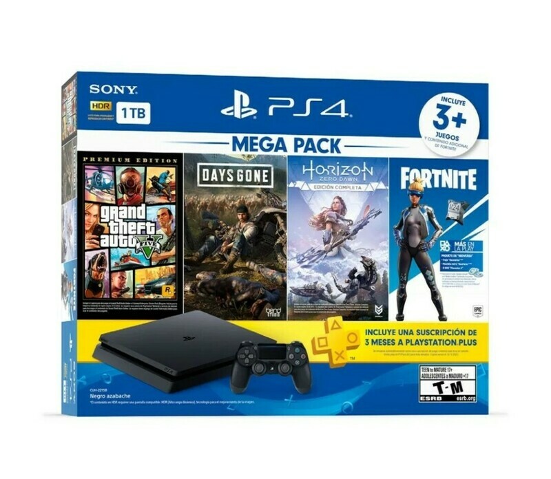 Consola Sony Playstation 4 Megapack | 1 Tb | 3 Juegos | Negro