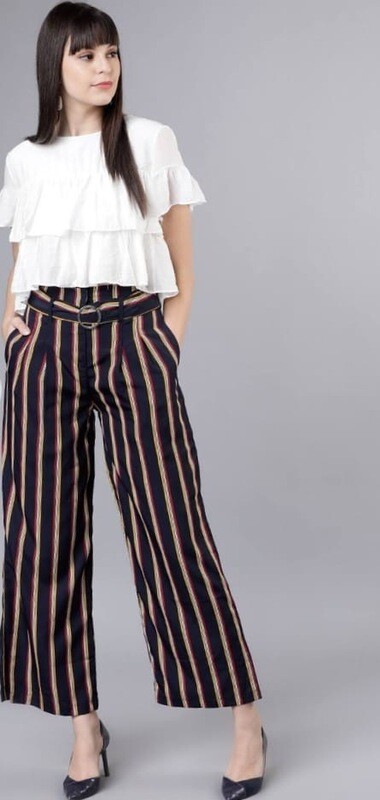 LAKLUUM Women Navy Blue &amp; Red Printed Straight Palazzos. 
$22
MYN-PP