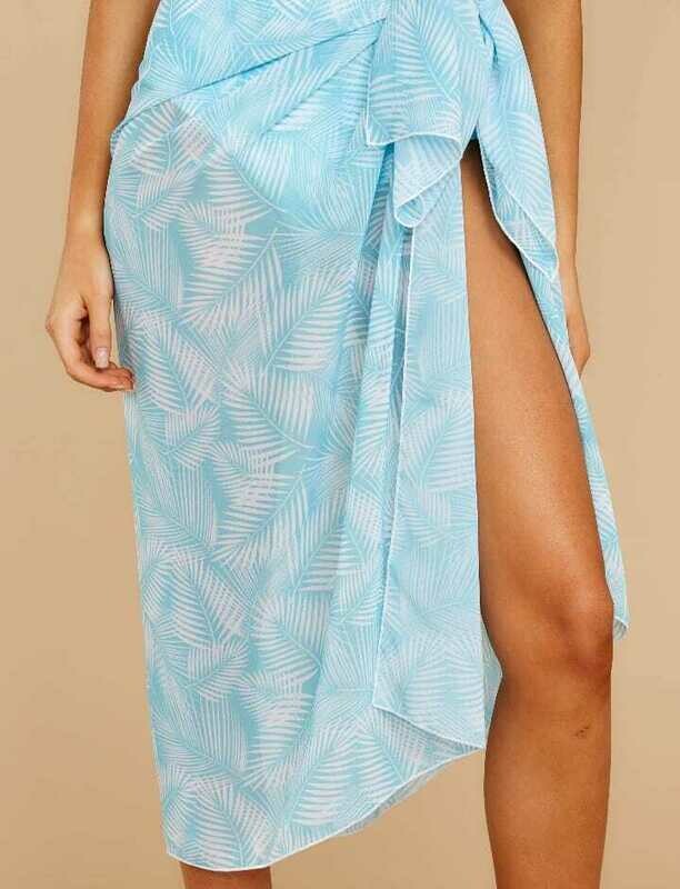 LAKLUUM Women Tropic  Trends Aqua Seaside Palm Print Sarong  RED-OE