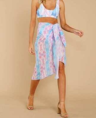 LAKLUUM Tropic Trends Pink And Blue Seaside Sunrise Sarong RED-OE