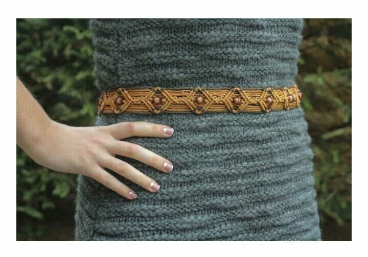 Brown woven macrame belt MH-RI