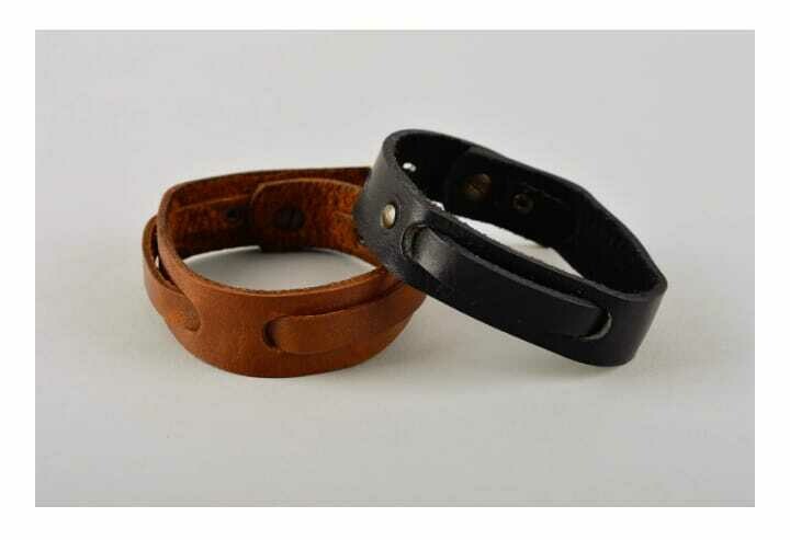 Handmade leather bracelet 2 pieces wrist bracelets artisan jewelry small gifts MH-OE