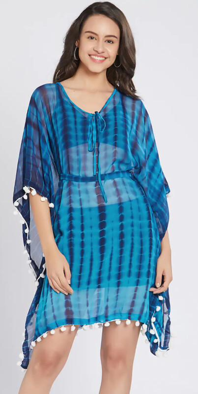 Women's turquoise blue printed kaftan Cover up Dress MYN-PE